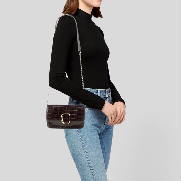 Chloe C Crossbody Brown Croc - Picture 4 of 6